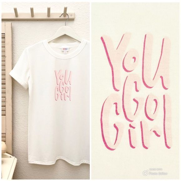 LuLaRoe White T-shirt with Pink “You Go Girl” Graphic on Front, Cuff Sle… - Picture 1 of 7